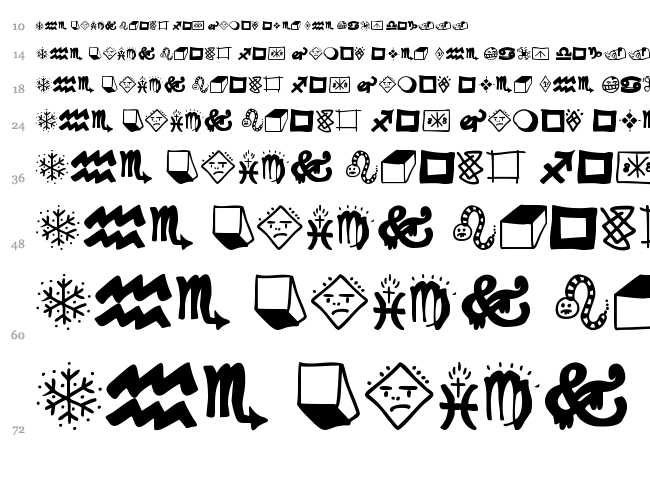 Wingding Review font waterfall